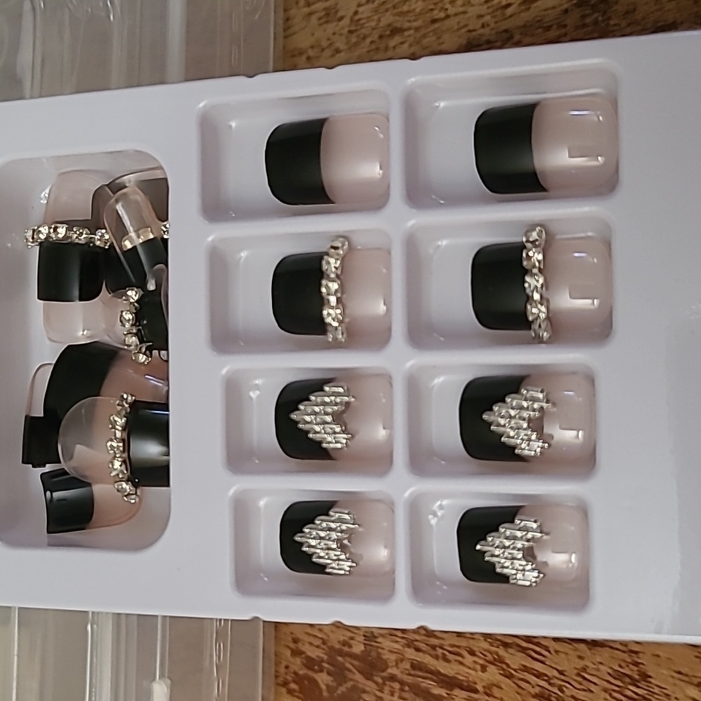 2/$16 3D Hearts & Rhinestone French Manicure Press On Nails